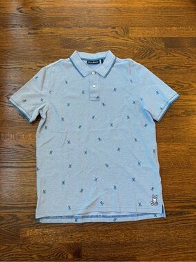 NWOT Psycho Bunny Sky Blue Polo with Allover Bunny Motif